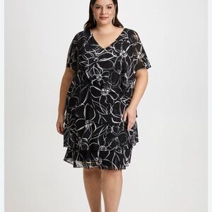 Elegant Black and White Floral Dress